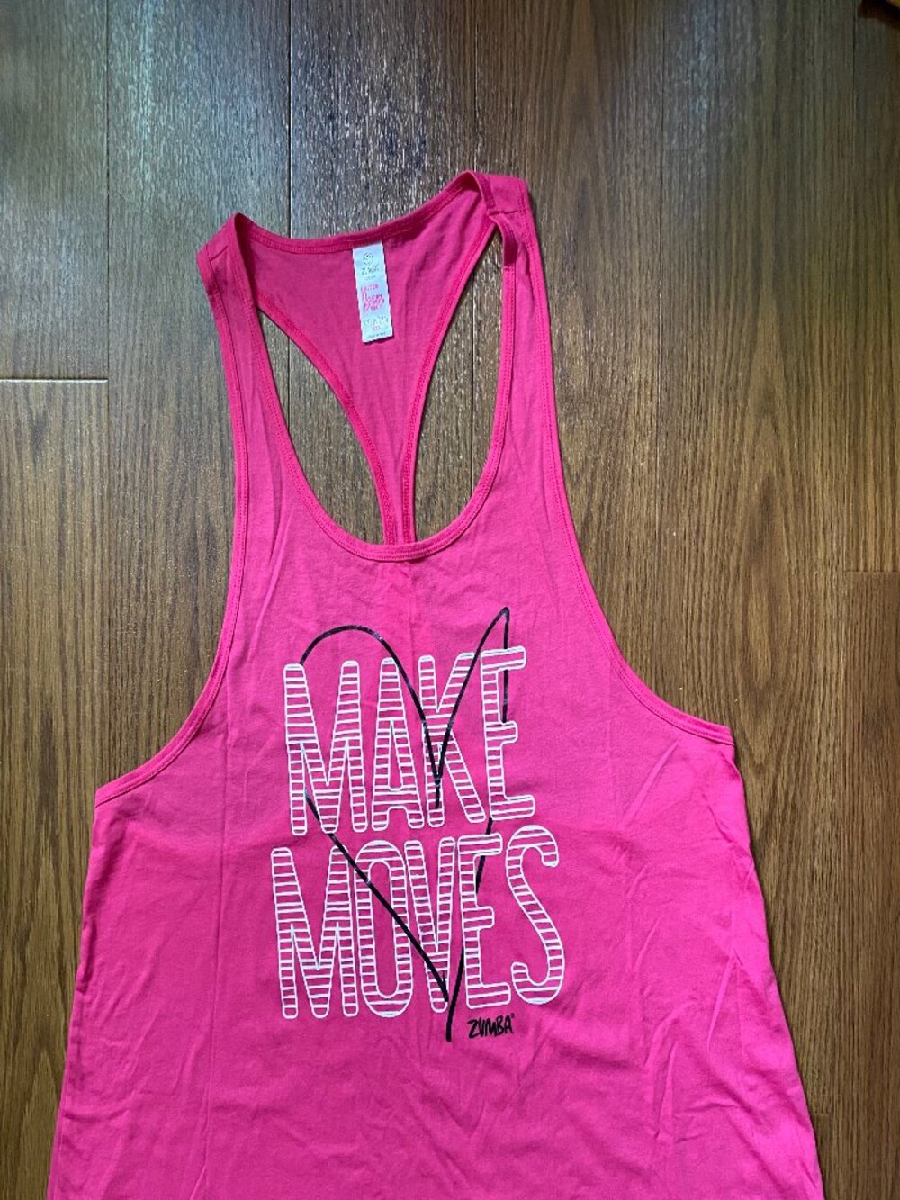 RARE Zumba Gear Party in Pink Loose Racerback MAKE MOVES Berry Pink XXL